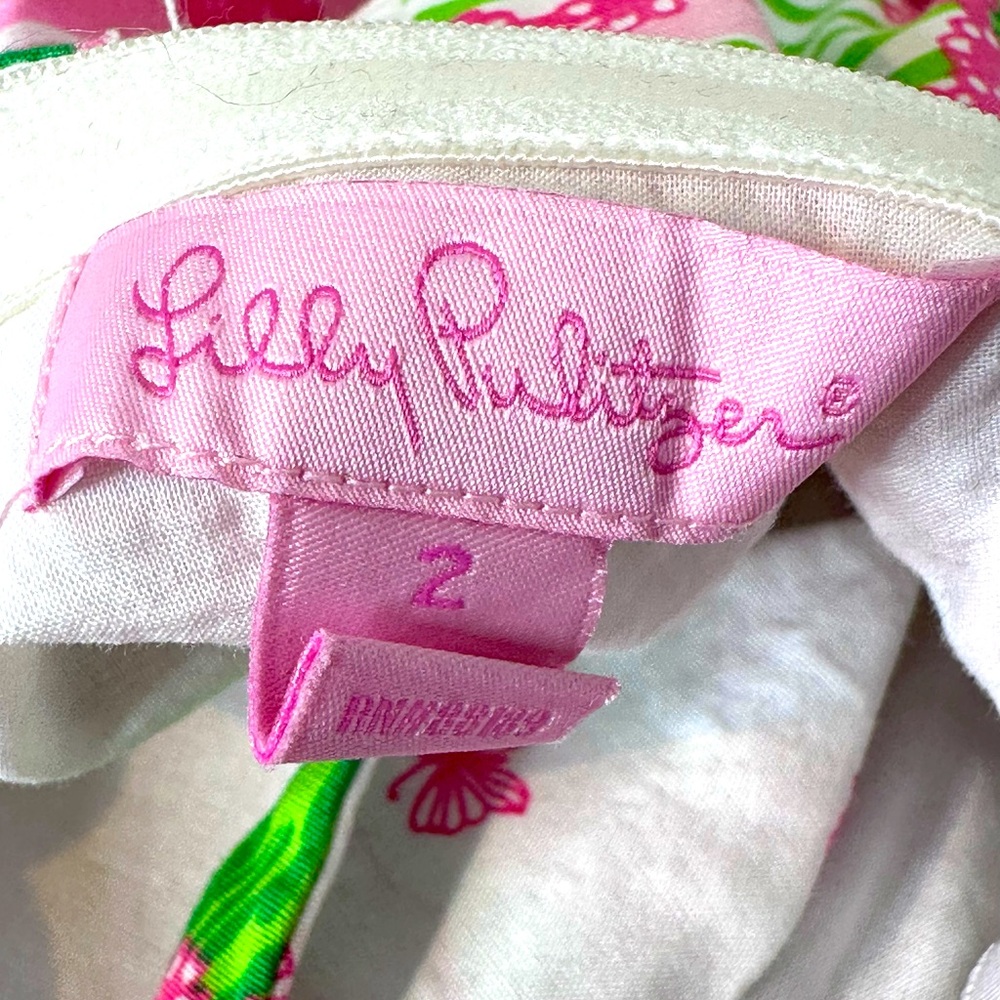 Lilly Pulitzer Strapless Patchwork Squares Pink G… - image 8